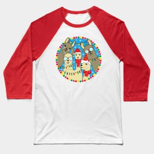 Cute Christmas Llamas Baseball T-Shirt